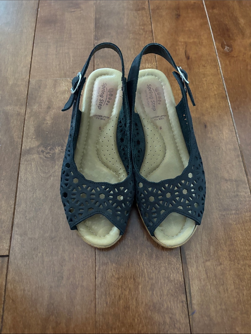 Skechers Black Laser-Cut Slingback Sandals
